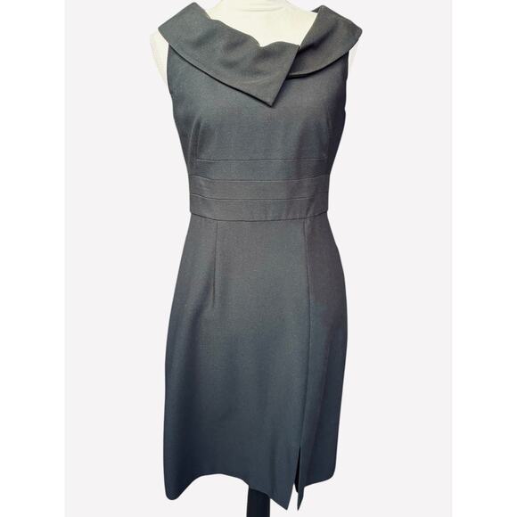 White House Black Market Black Jackie O Cowl-like Neckline Midi Dress - 4 - Picture 2 of 7